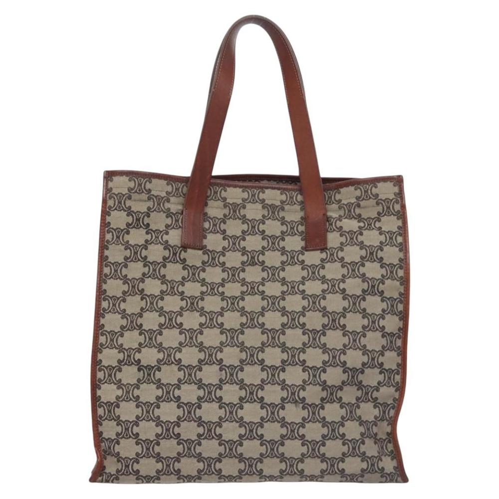CELINE Paris Macadam Canvas Tote Bag Beige Brown gold Auth bs23078 - Picture 2 of 16